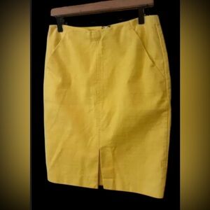 LOFT Yellow Linen Blend Pencil Skirt Size 8